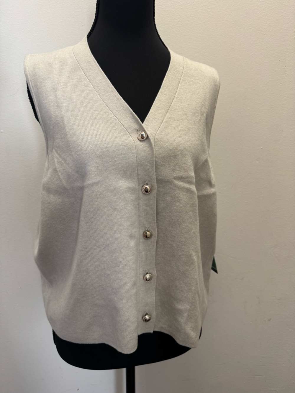 Classic oatmeal color gold Button-Front Women’s Sweater Vest